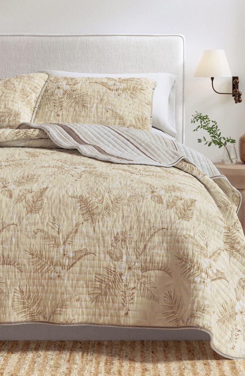 Woven & Weft Tropical Floral Cotton Quilt & Sham Set, Alternate, color, Sand Floral