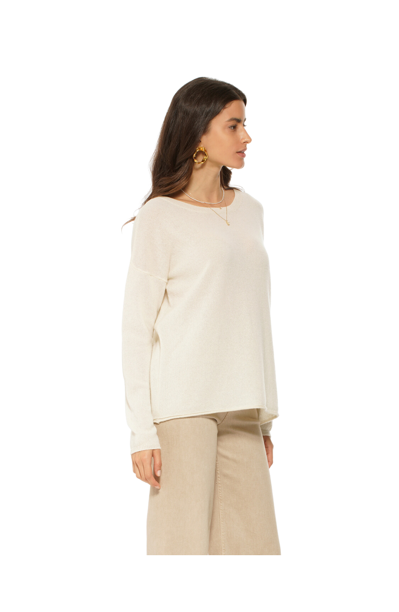Monticelli Cashmere Pure Cashmere Lounge Sweater, Alternate, color, Milk White