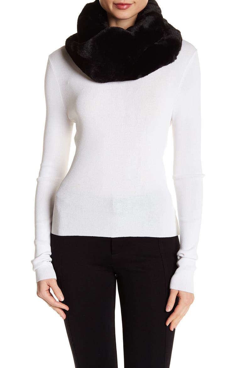 Faux Fur Infinity Scarf, Main, color, BLACK
