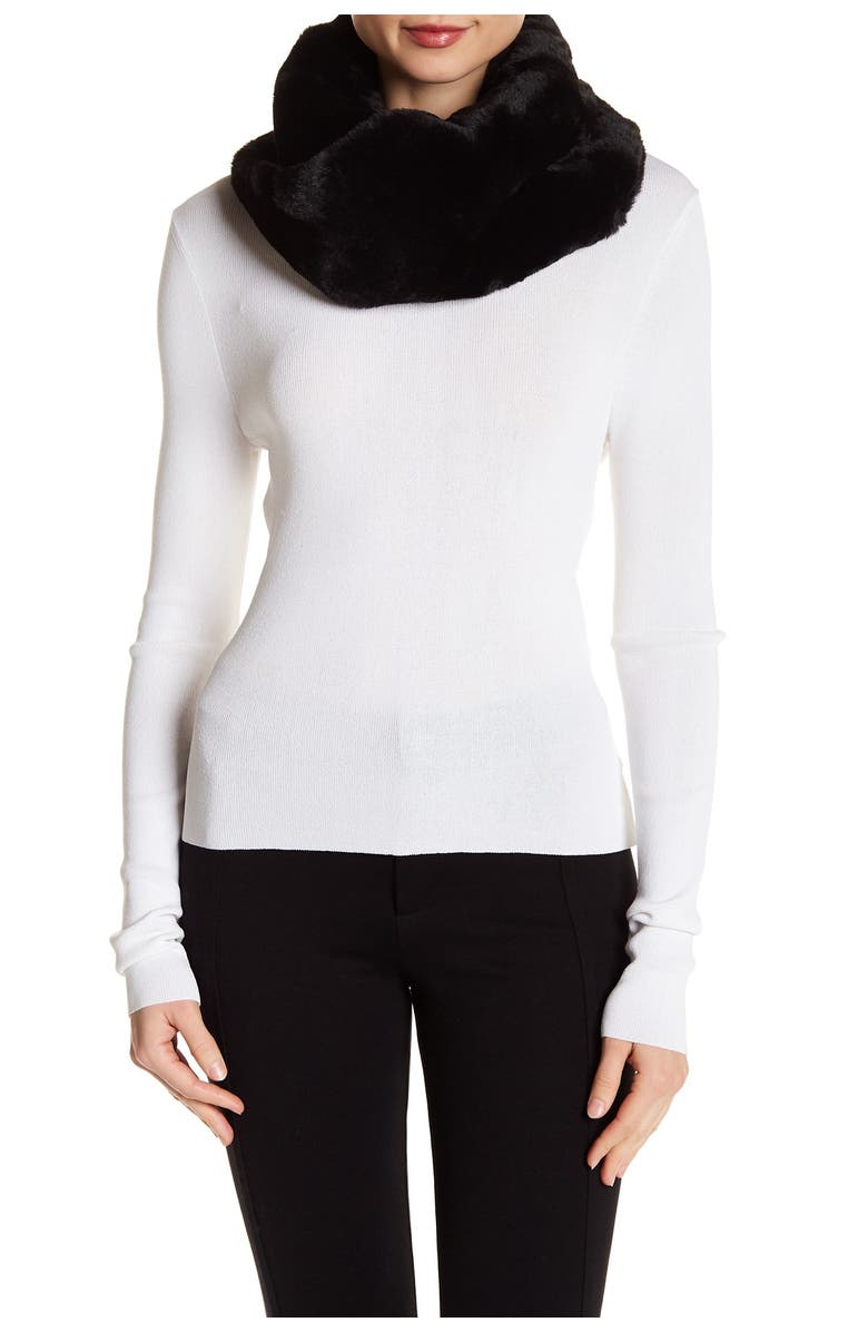 La Fiorentina Faux Fur Infinity Scarf, Main, color, Black