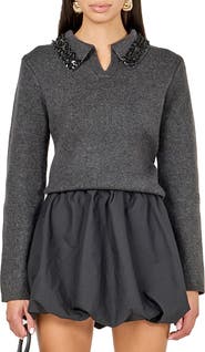 Endless Rose Jewel Trim Sweater