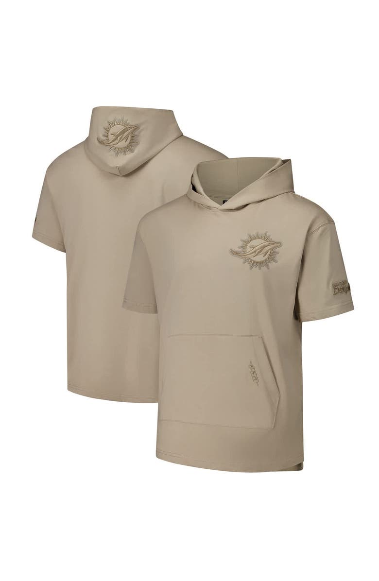 PRO STANDARD Men's Pro Standard Tan Miami Dolphins Neutrals Capsule Short Sleeve Pullover Hoodie, Alternate, color, Tan