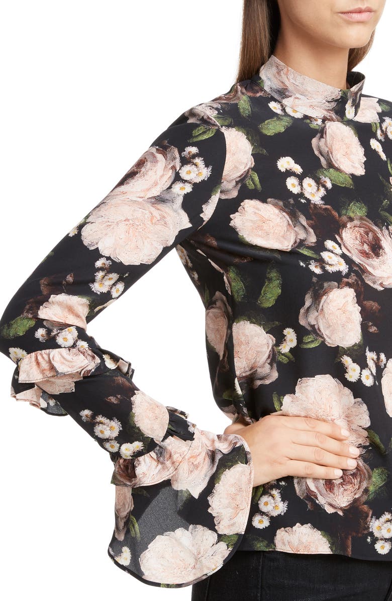 Erdem Print Silk Crêpe de Chine Blouse, Alternate, color,