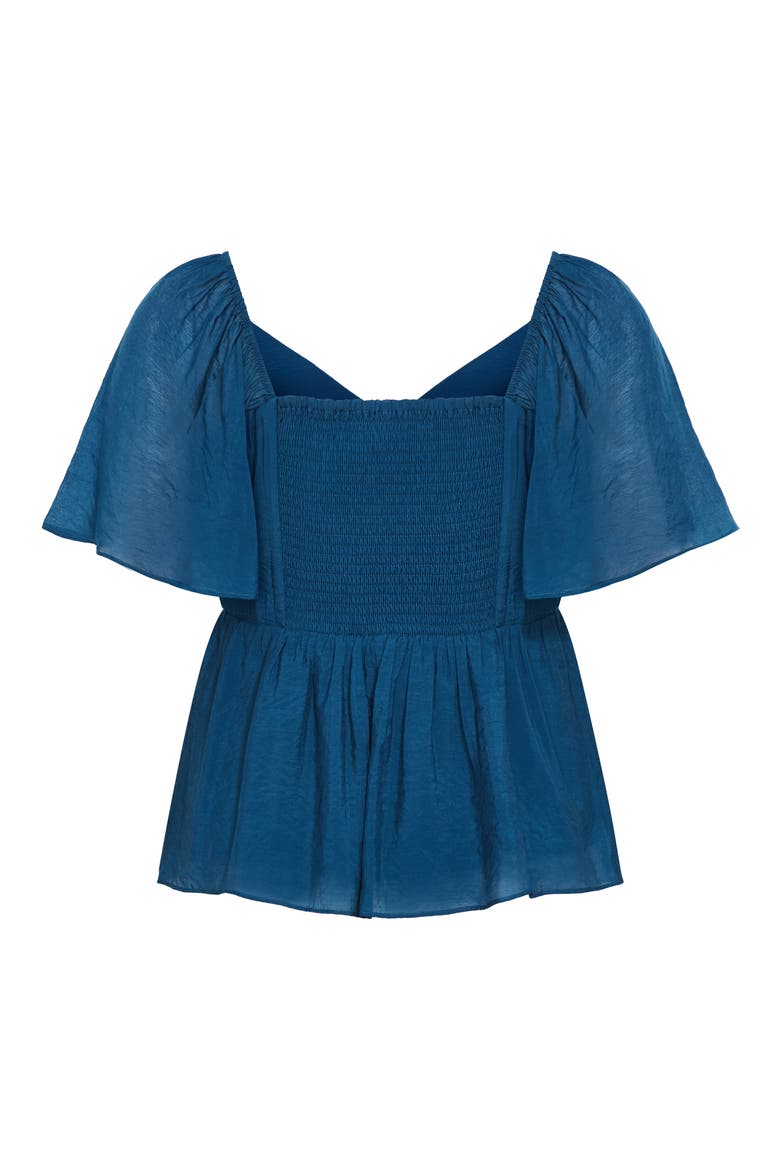 Marci Flutter Sleeve Top, Alternate, color, POSEIDON