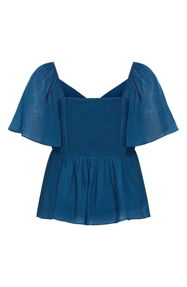 City Chic Marci Flutter Sleeve Top, Alternate, color, Poseidon