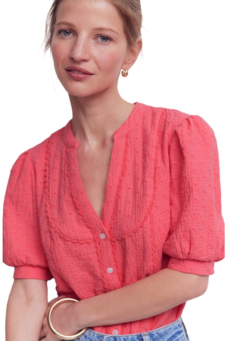 Eyelet Embroidery Woven Shirt, Main, color, PORCELAIN ROSE