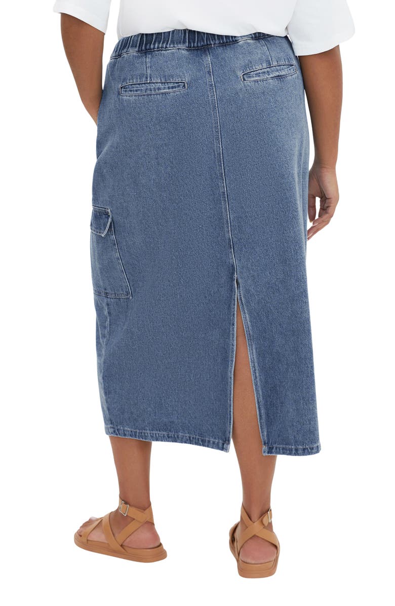 City Chic Alexis Tie Waist Denim Skirt, Alternate, color,
