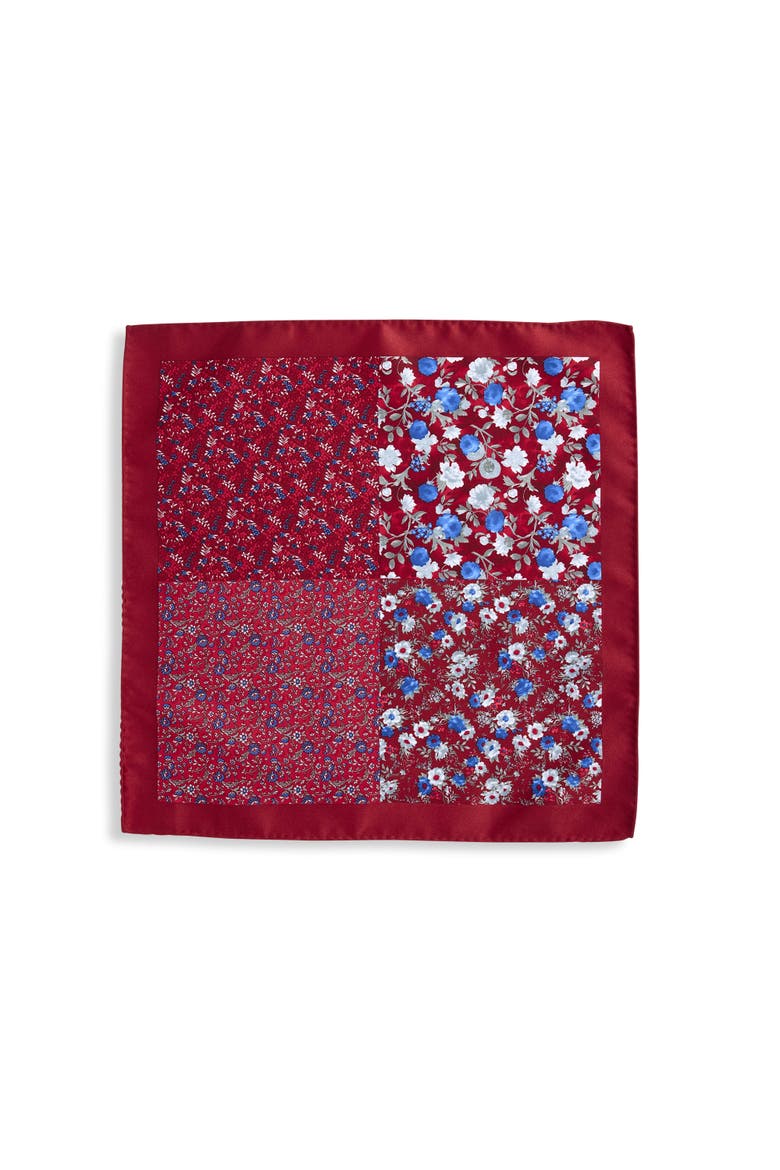 Big & Tall Multi Floral Pocket Square, Alternate, color, BURGUNDY