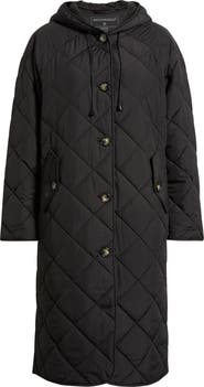 Bernardo Hooded Quilted Longline Jacket