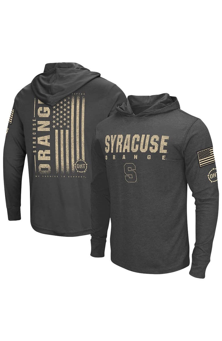 COLOSSEUM Men's Colosseum Heather Black Syracuse Orange OHT Military Appreciation Long Sleeve Hoodie T-Shirt, Main, color, 