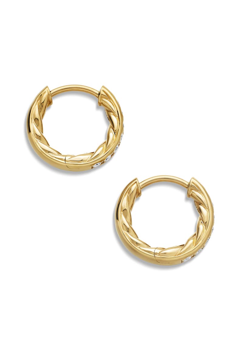 Sculpted Cable Pavé Diamond Huggie Hoop Earrings, Alternate, color, 18K YELLOW GOLD