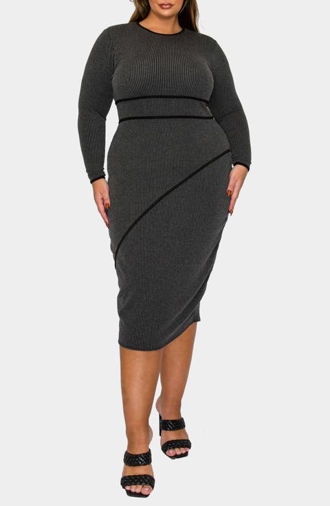 Elora Rib Sweater Dress (Plus)