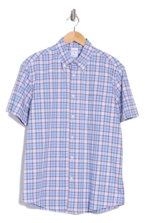 Brooks Brothers Sport Fit Short Sleeve Cotton Button-down Shirt In Hydrangea Multi