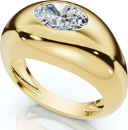 Bliss Diamond 1Ct Sideways Oval Bezel Solitaire Stackable Dome Band Gold Lab Grown
