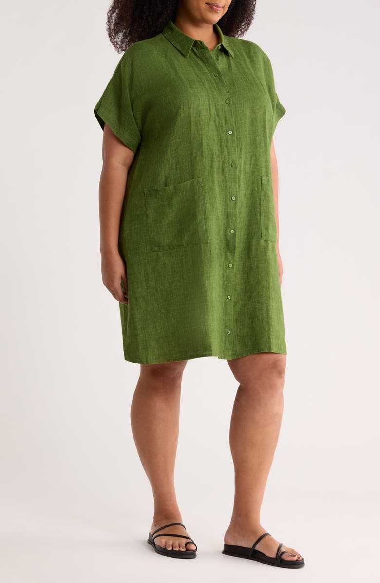 Eileen Fisher Organic Linen Shirtdress, Alternate, color, Field