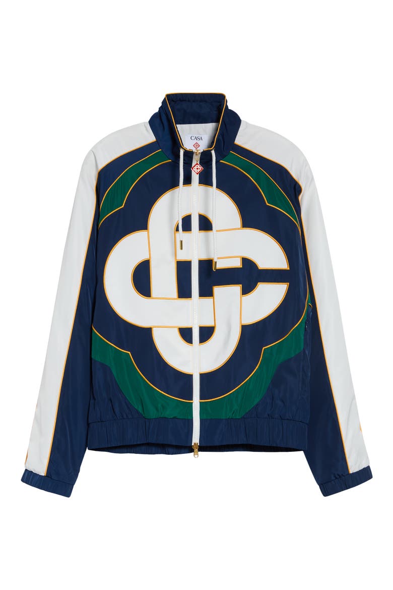Colorblock Logo Embroidered Windbreaker Jacket, Main, color, POLY TAFFETA