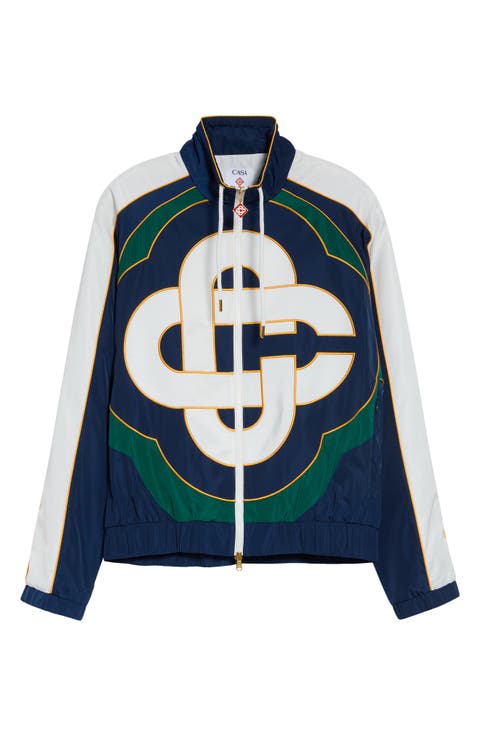 Colorblock Logo Embroidered Windbreaker Jacket