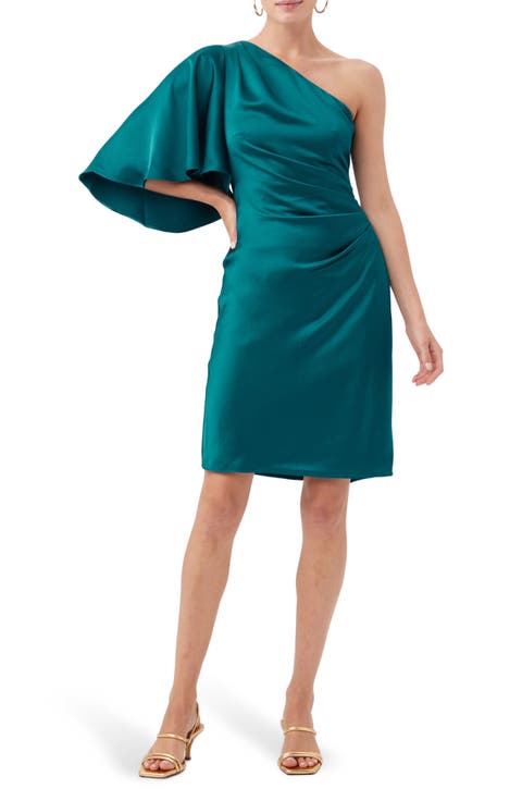 Jamile One-Shoulder Satin Cocktail Dress