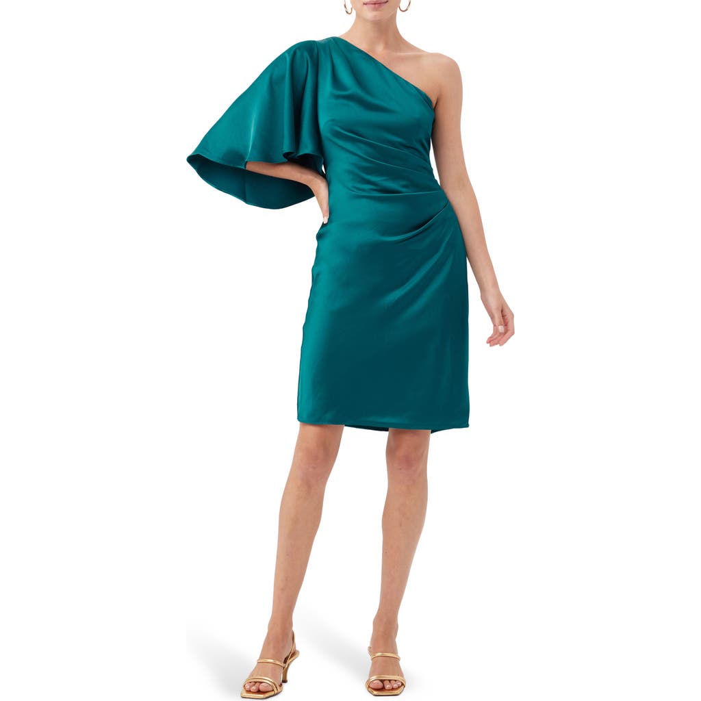 Trina Turk Jamile One-shoulder Satin Cocktail Dress In Pool Teal | ModeSens Trina Turk Jamile One-shoulder Satin Cocktail Dress In Pool Teal | ModeSens
