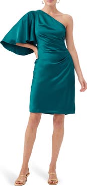 Trina Turk Jamile One-Shoulder Satin Cocktail Dress