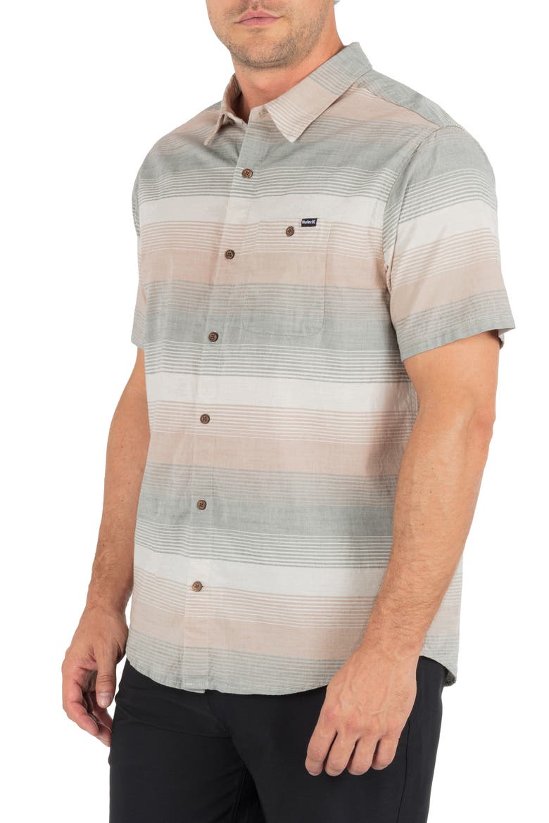 Lido Stripe Short Sleeve Button-Up Shirt, Alternate, color, GREAT WHITE