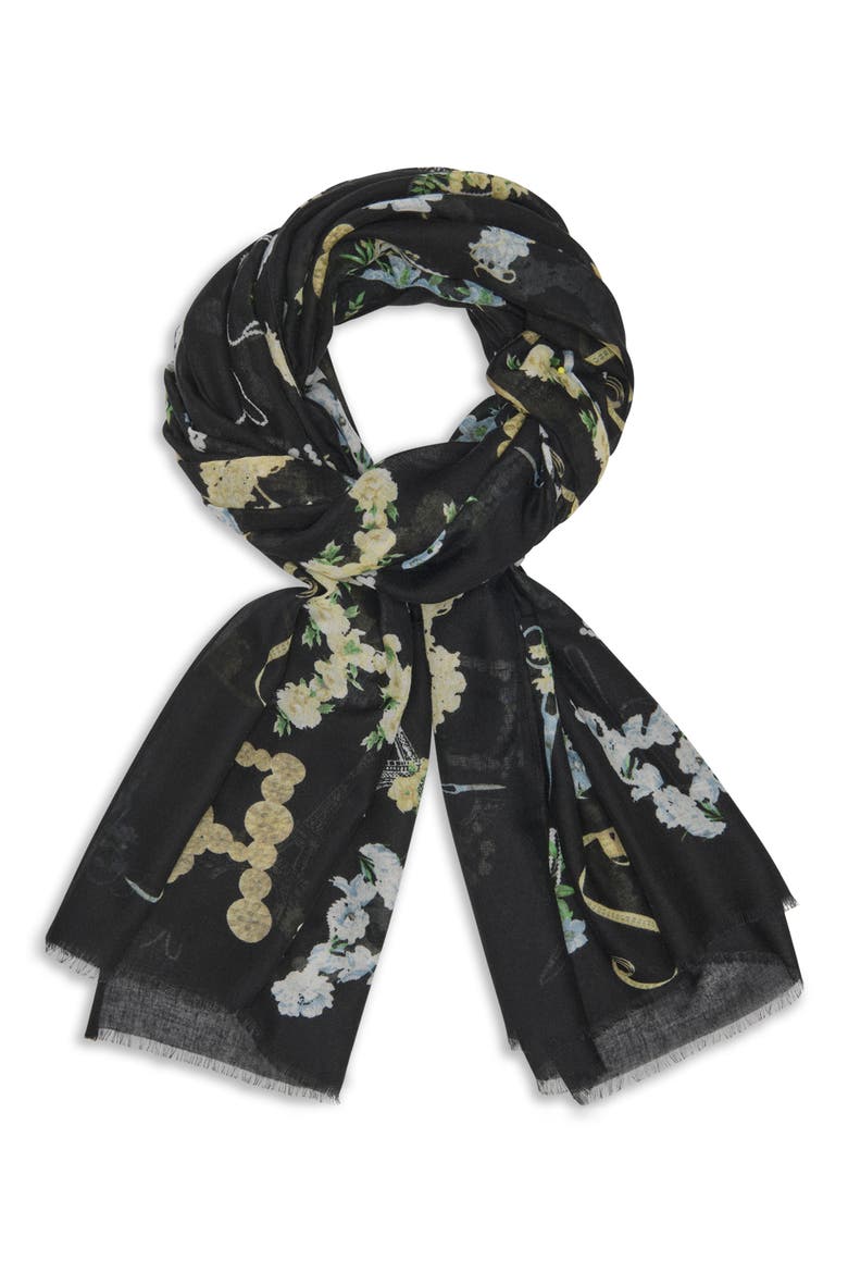 Reversible Mannequin Logo Oversize Scarf, Alternate, color, BLACK