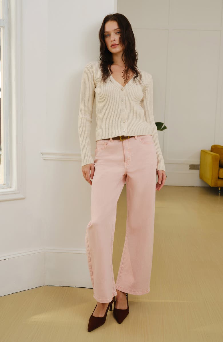 Bayeas Mid Rise Barrel Jeans, Alternate, color, Pearl Pink