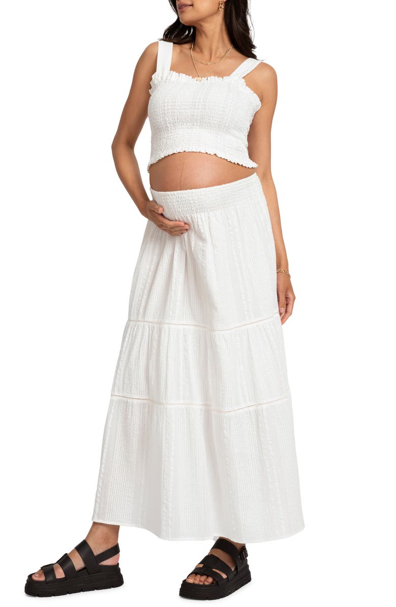 Seraphine Cotton Crop Maternity Cami & Maxi Skirt Set, Main, color, 
