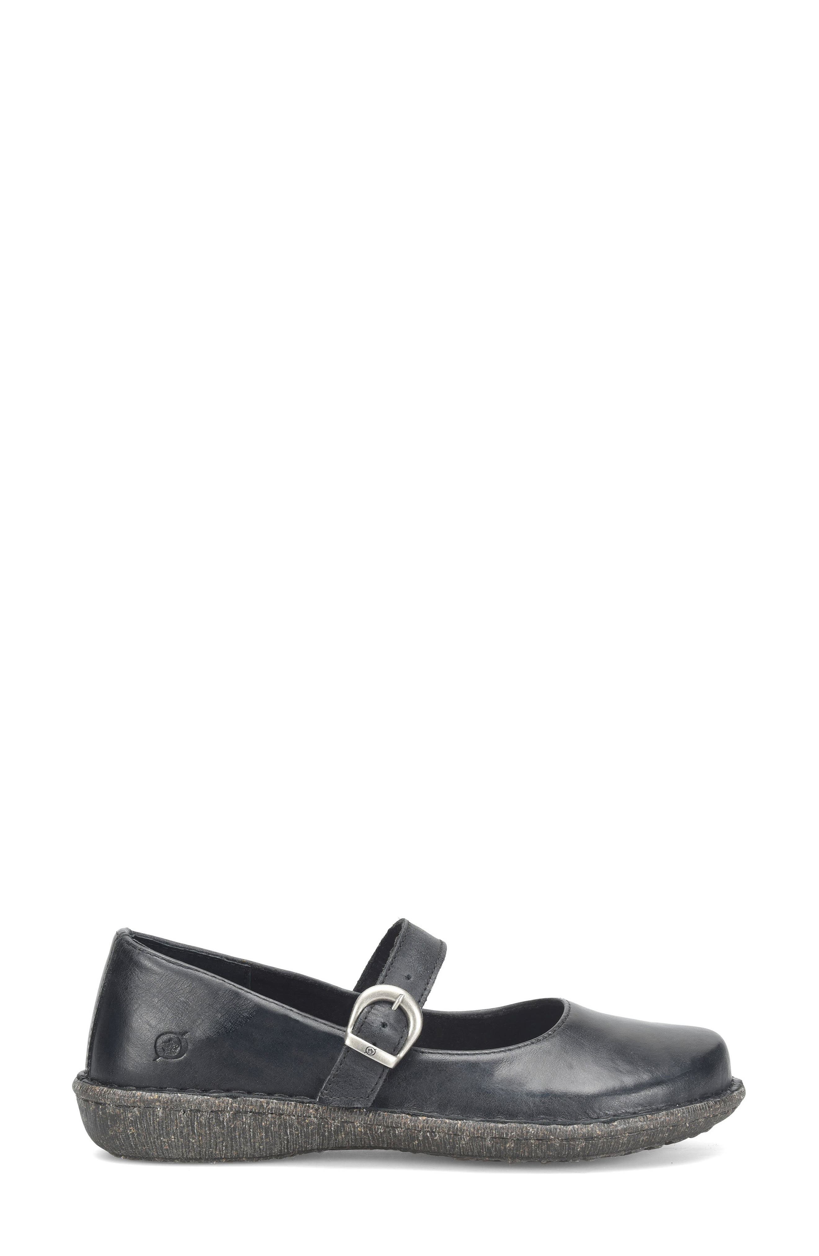 Børn Mary Jane Flat, Alternate, color, Black Leather