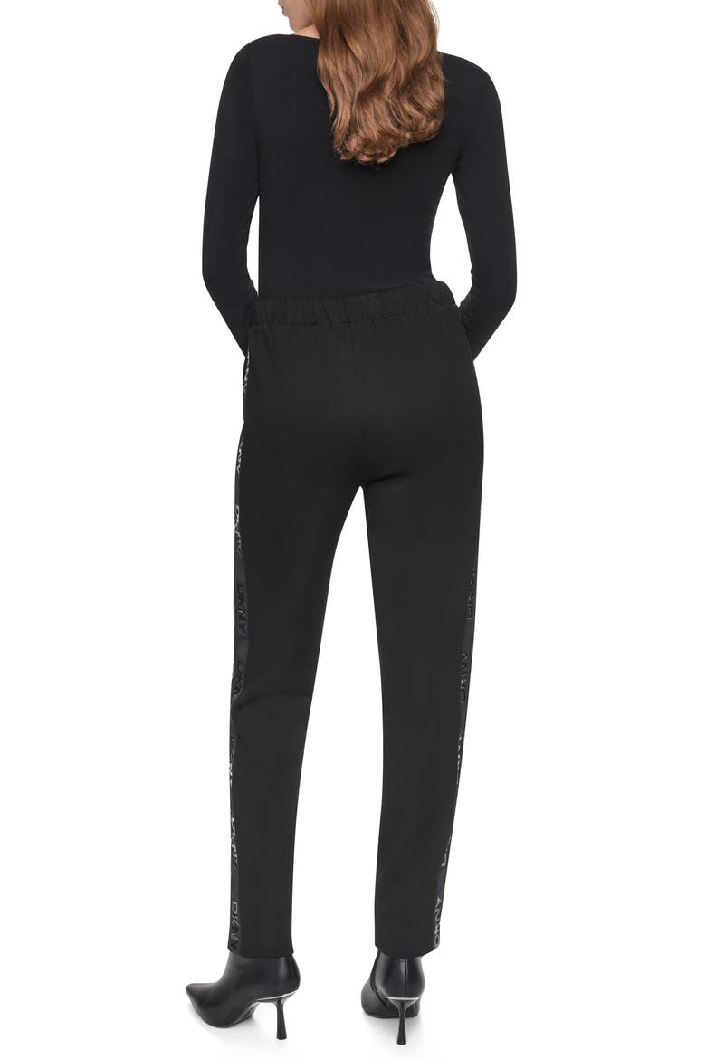 Faux Leather & Ponte Joggers, Alternate, color, BLACK