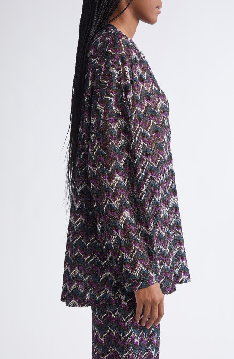 Missoni Chevron Stripe Metallic Knit Top, Alternate, color, Black And Violet