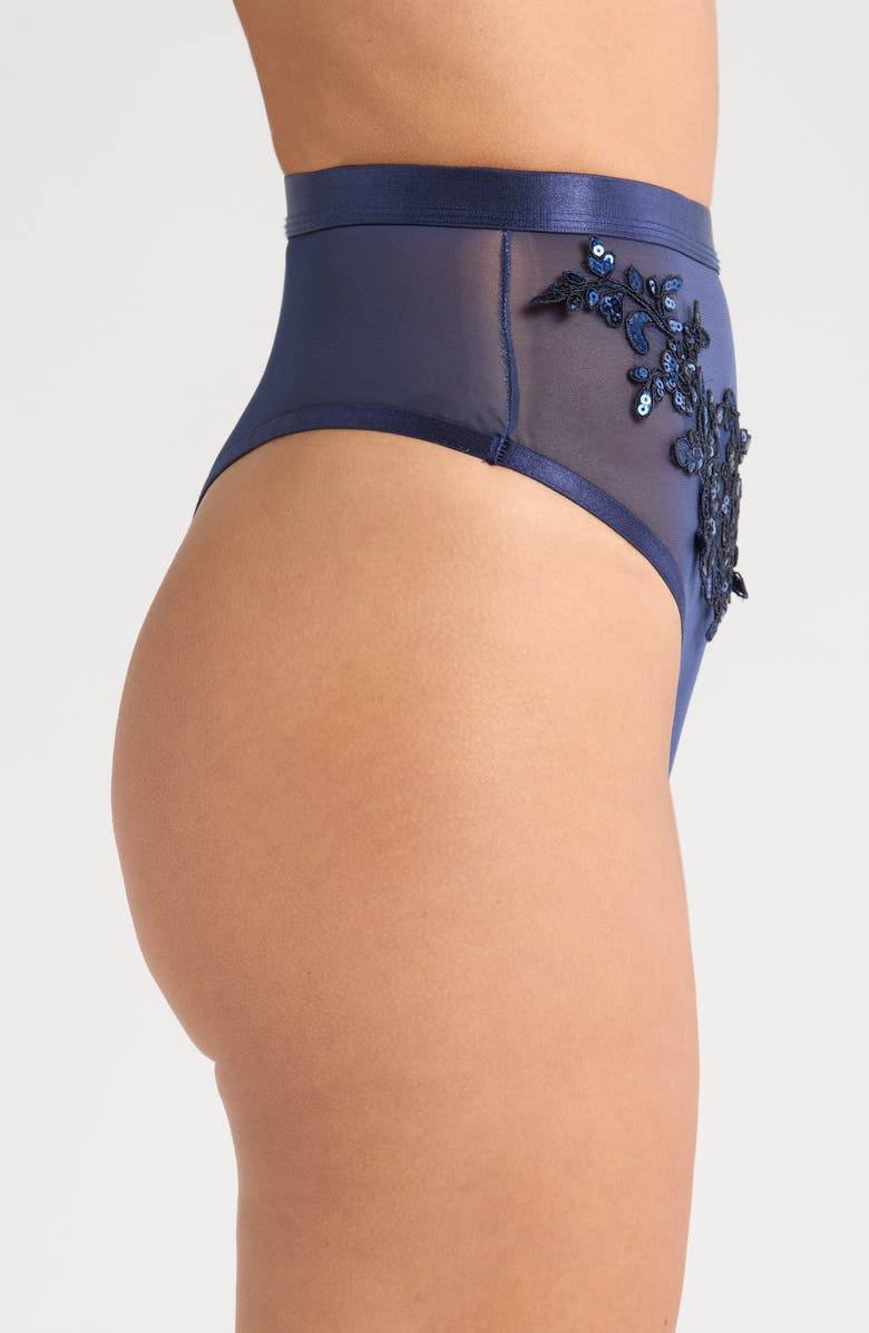 KILO BRAVA Floral Sequin High Waist Thong, Alternate, color, 