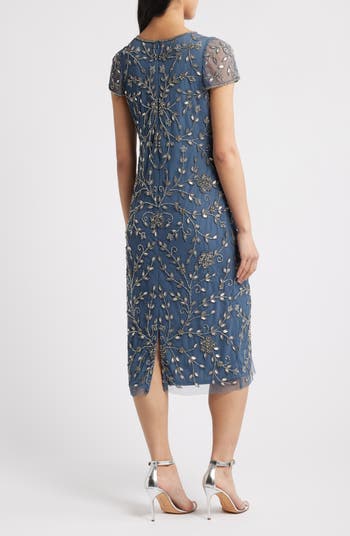Beaded Mesh Cocktail Dress