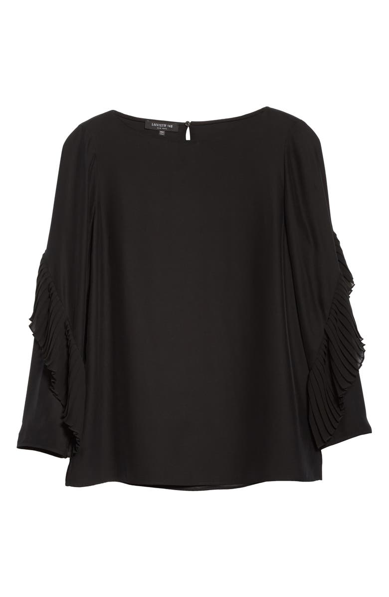 Lafayette 148 New York Alessia Pleated Detail Silk Blouse, Alternate, color,