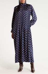 MELLODAY Pleated Long Sleeve Maxi Dress