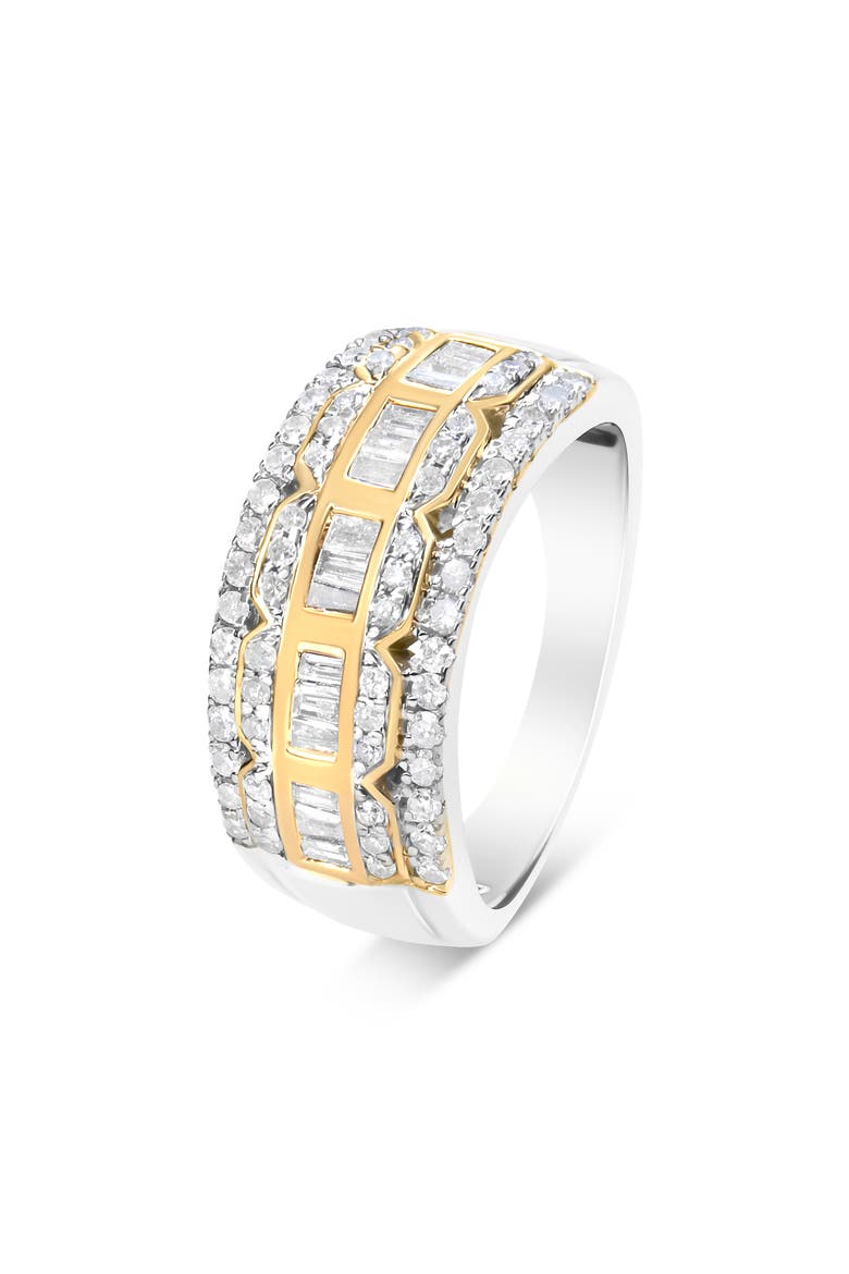 10K Gold 1.00 Cttw Diamond Art Deco Multi-Row Ring Band, Main, color, Yellow Gold