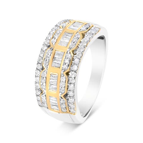 10K Gold 1.00 Cttw Diamond Art Deco Multi-Row Ring Band