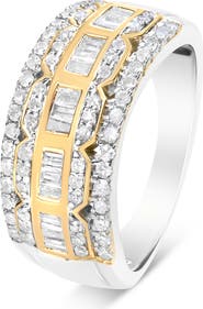 Haus of Brilliance 10K Gold 1.00 Cttw Diamond Art Deco Multi-Row Ring Band