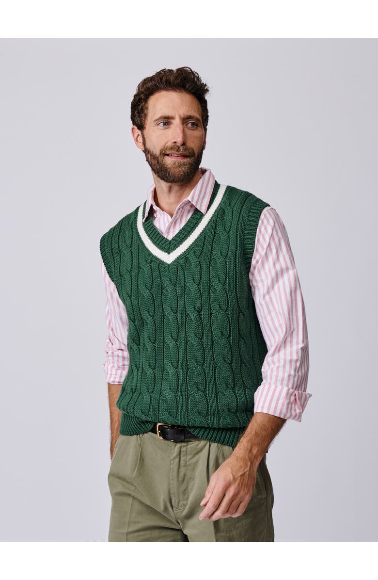 Aubin Everby V-Neck Cricket Slipover Vest, Main, color, Green