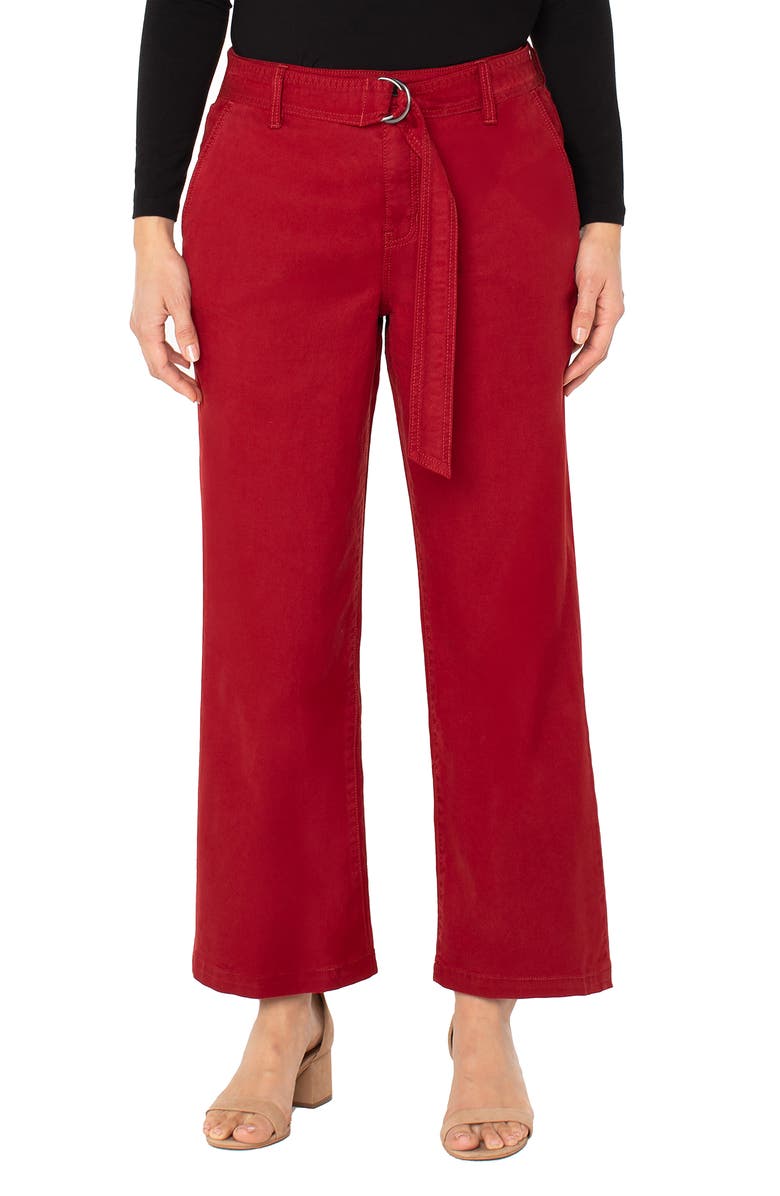 Liverpool Los Angeles Stride Belted High Waist Ankle Wide Leg Twill Pants, Main, color,