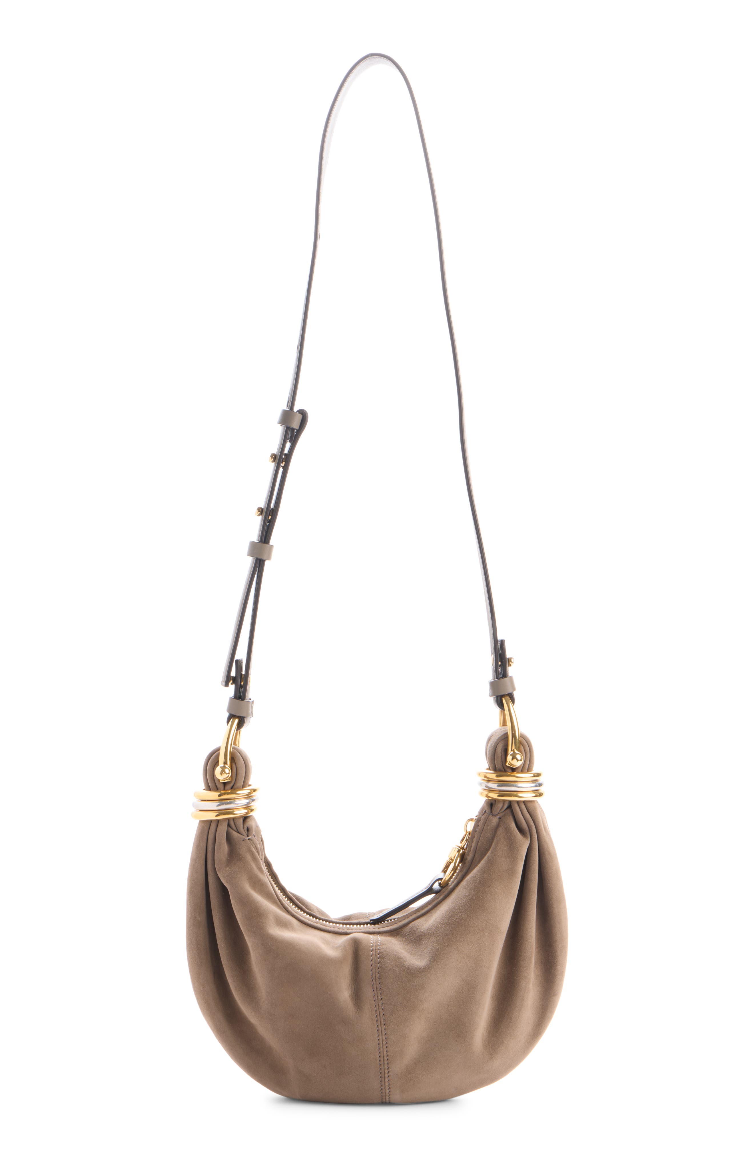 Chloé Mini Bracelet Suede Hobo Bag, Alternate, color, Flannel Grey