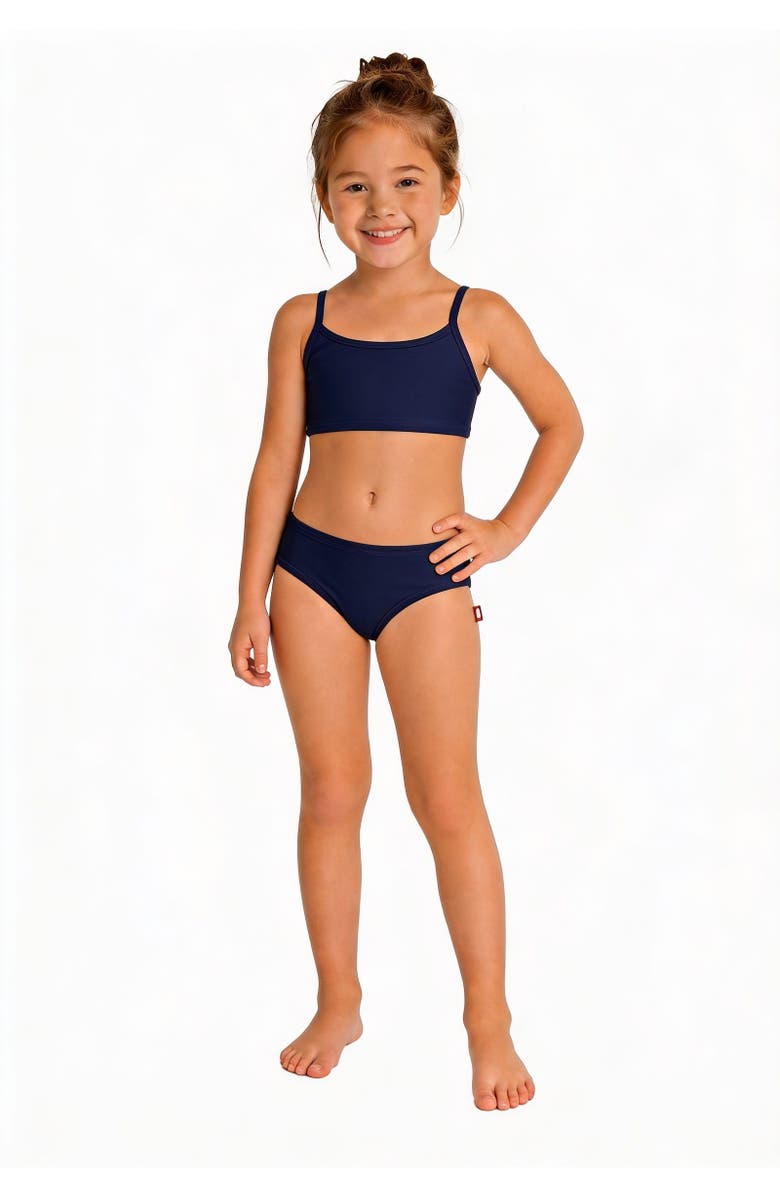 City Threads USA-Made Girls UPF 50+ Bikini 2-Piece Swimsuit Set, Main, color, Navy