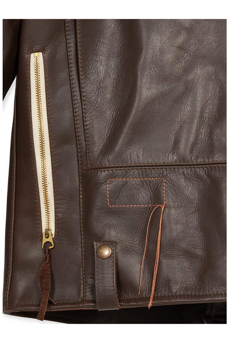 Biker Leather Jacket, Alternate, color, Brown