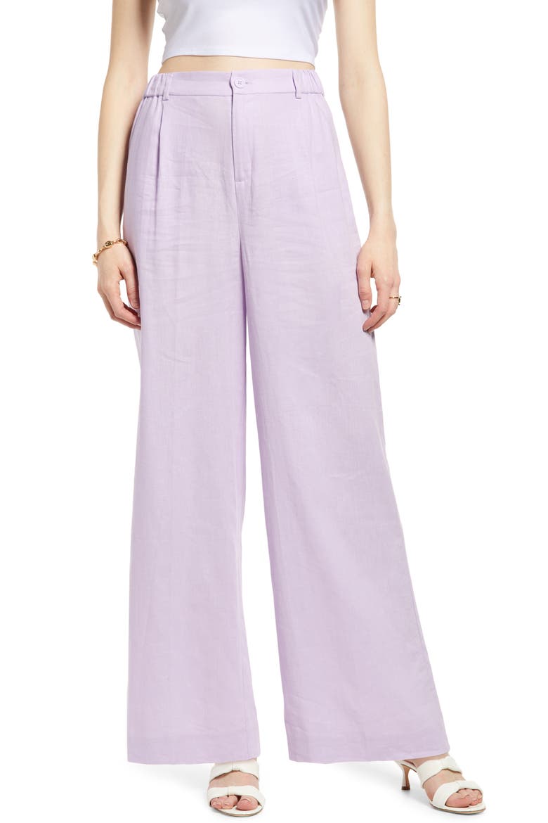 Wide Leg Linen Blend Pants, Main, color, PURPLE BLOOM