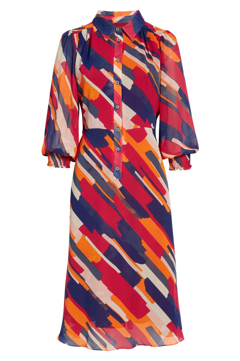 Diagonal Print Chiffon Shirtdress, Alternate, color, IVORY/ MAGENTA