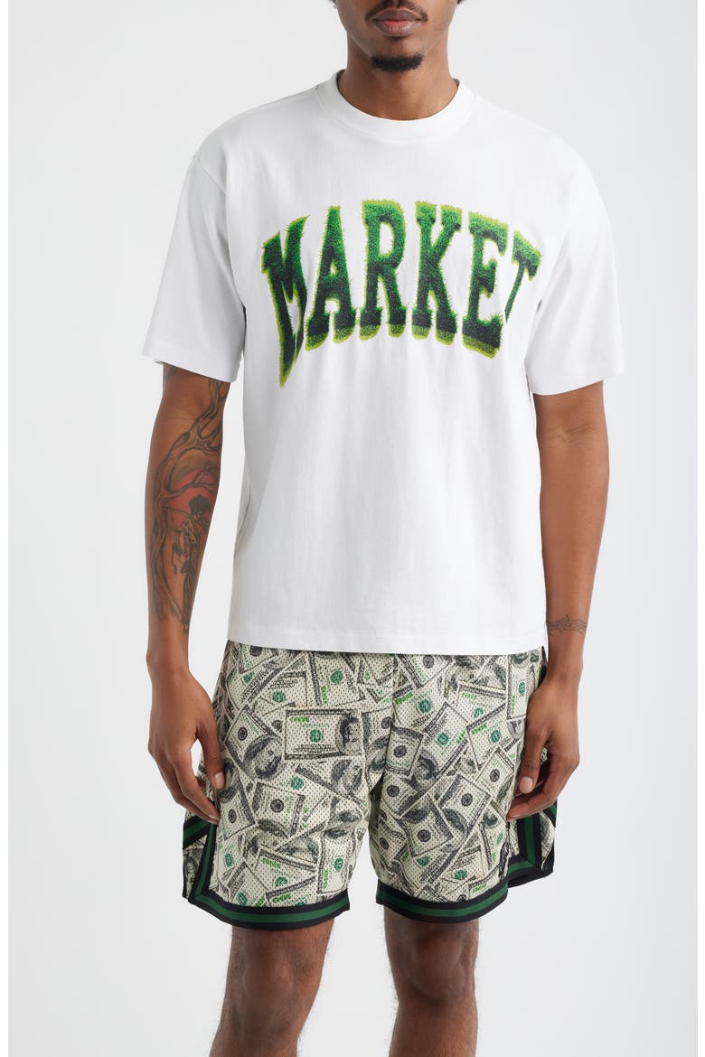SMILEY® Take the Gold Arc Logo Graphic T-Shirt, Main, color, WHITE