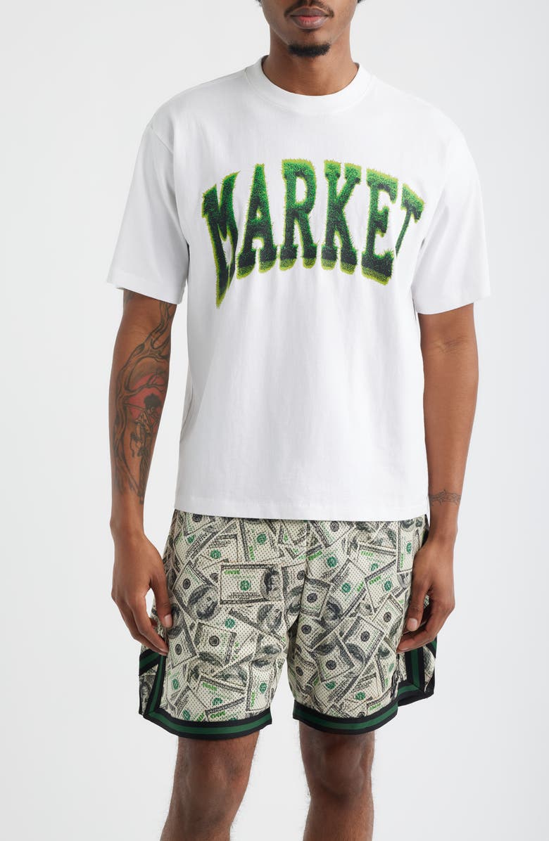 MARKET SMILEY<sup>®</sup> Take the Gold Arc Logo Graphic T-Shirt, Main, color, White