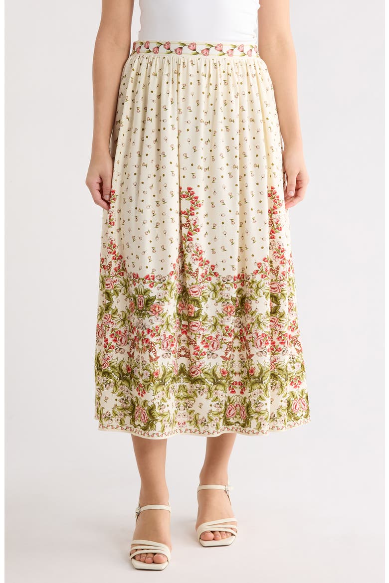 Border Print Maxi Skirt, Main, color, BIRCH LEAFY FLORAL FRAME