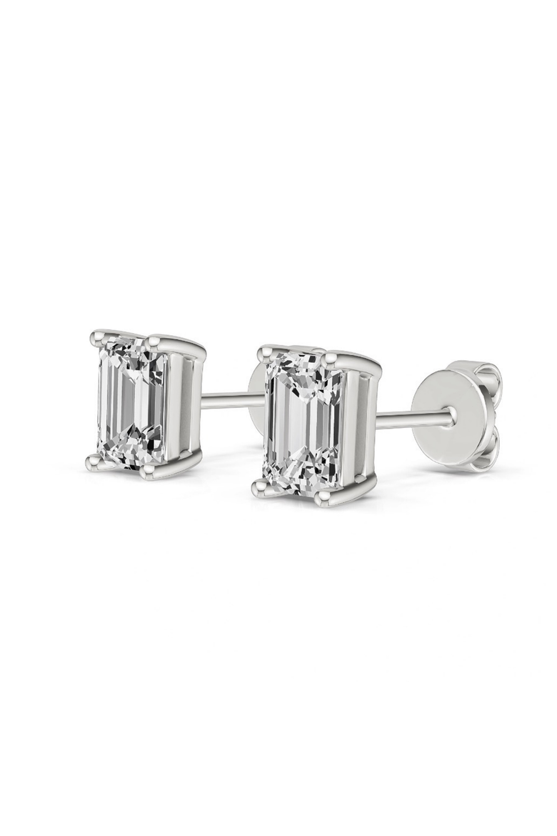 Valentina Moissanite 1 ct. Emerald Cut Stud Earrings in Gold Vermeil, Alternate, color, Silver