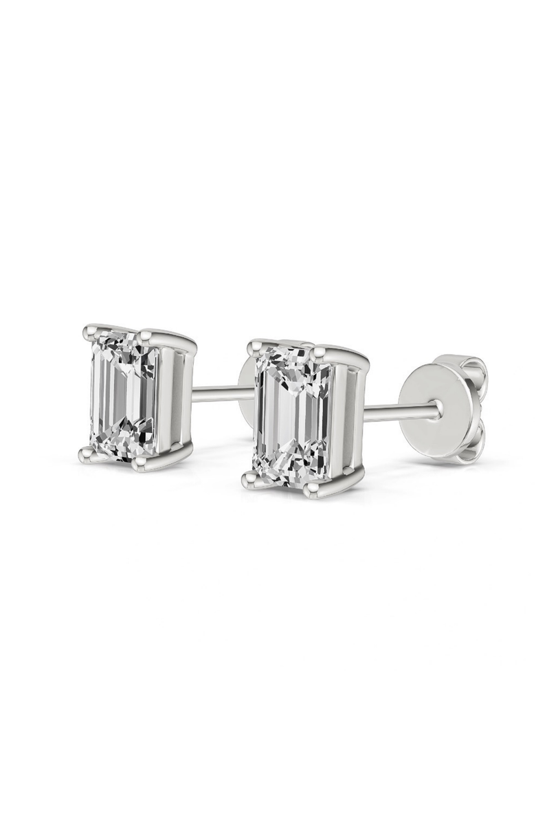 DLORIA Valentina Moissanite 1 ct. Emerald Cut Stud Earrings in Gold Vermeil, Alternate, color, Silver